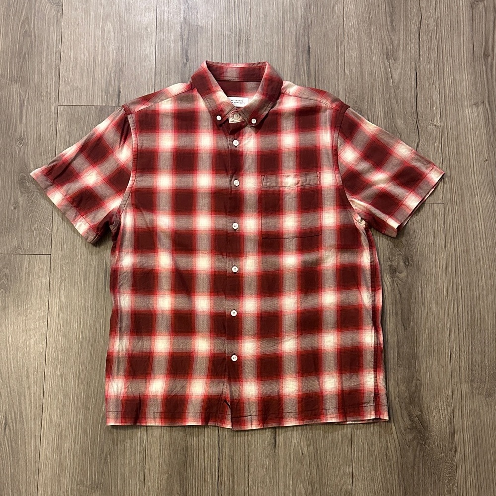 Saturdays New York City Red and White Plaid Shirt